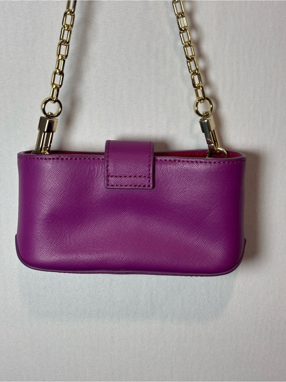 Tory Burch Purple Small Shoulder Bag Logo Detachable Chain Strap Zip Magnetic - Picture 7 of 7